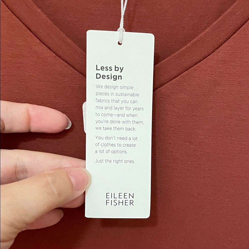 EILEEN FISHER NWT Women’s Size 3X Rust V-Neck short sleeve top - Picture 3 of 7